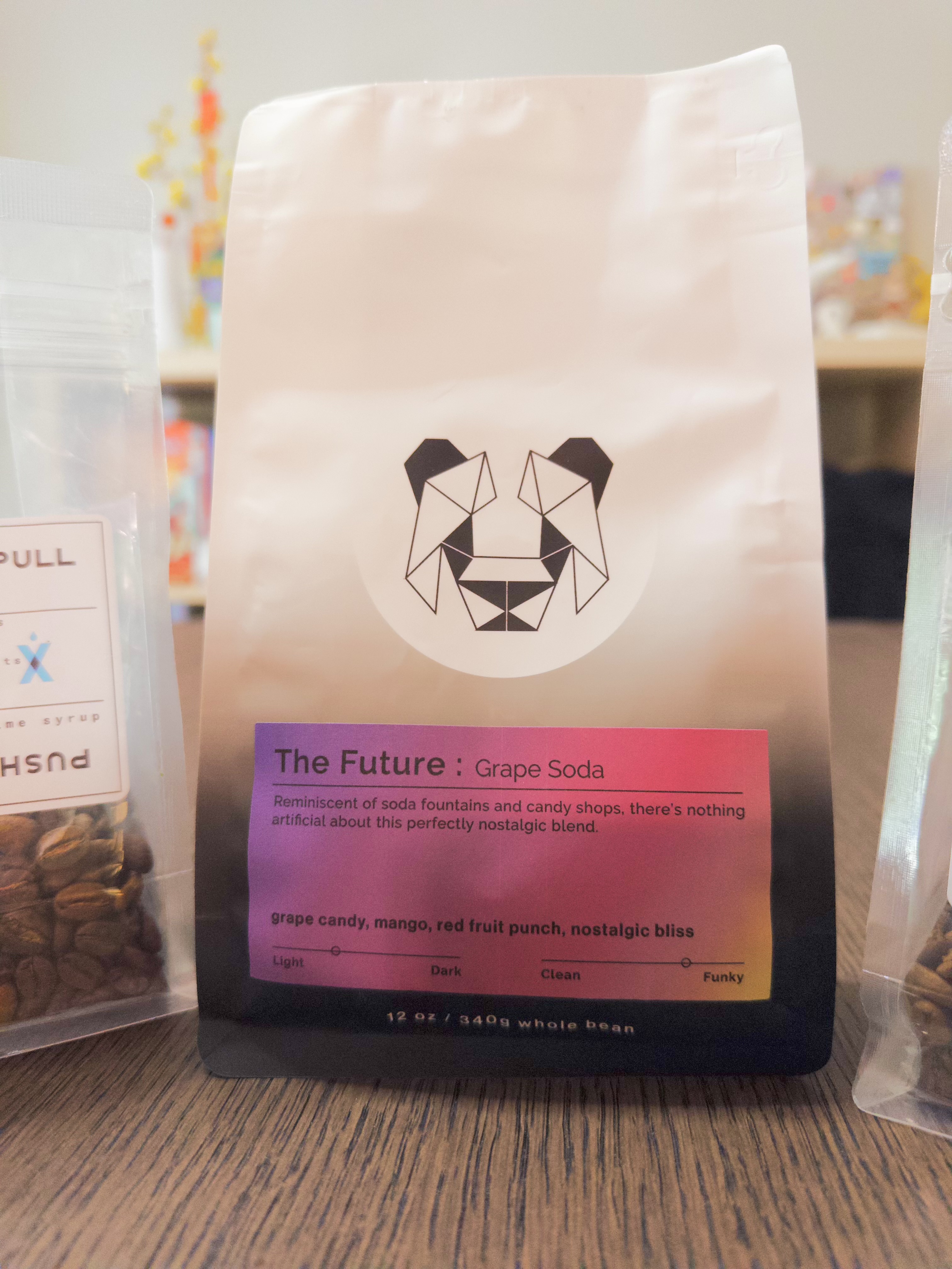 A bag of Grape Soda coffee from Black & White